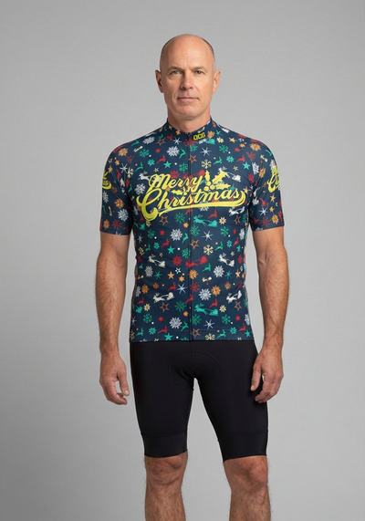 Men's Merry Christmas Pattern Short Sleeve Cycling Jersey