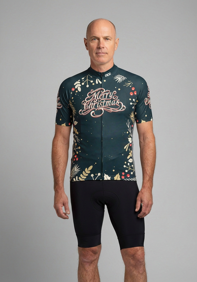Men's Christmas Holly Short Sleeve Cycling Jersey