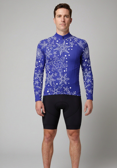 Men's Festive Snowflake Long Sleeve Cycling Jersey