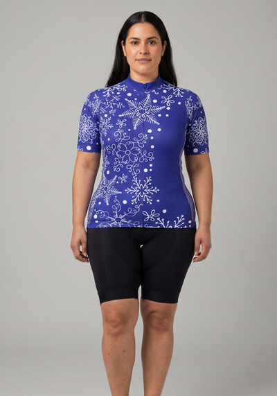 Women's Festive Snowflake Short Sleeve Cycling Jersey