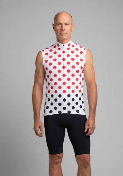 Men's Polka Dots Sleeveless Tech Cycling Jersey