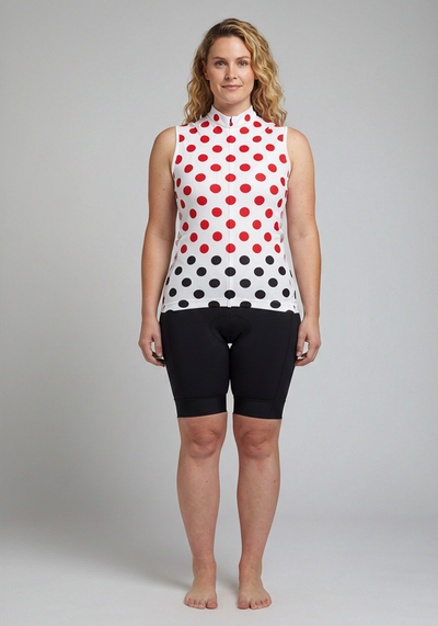 Women's Polka Dots Sleeveless Tech Cycling Jersey