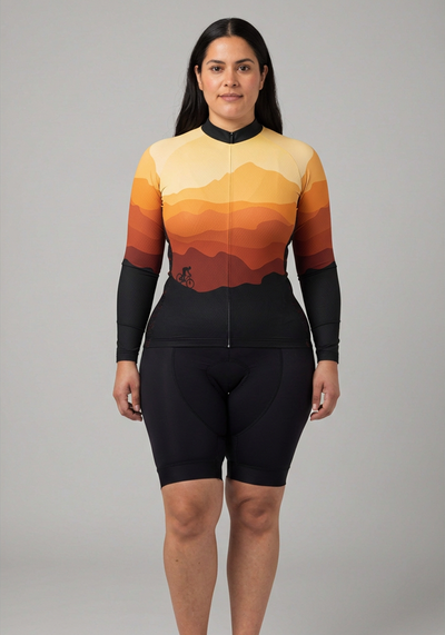 Women's Ride Free Sunset Long Sleeve Cycling Jersey