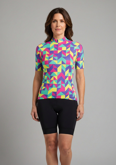 Women's Neon Funky Short Sleeve Cycling Jersey