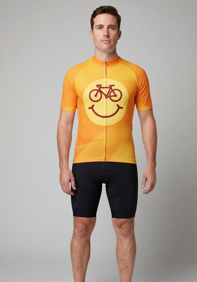 Men's Cycling is Happiness Emoji Short Sleeve Cycling Jersey