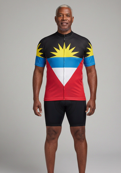 Men's Antigua and Barbuda National Flag Short Sleeve Cycling Jersey