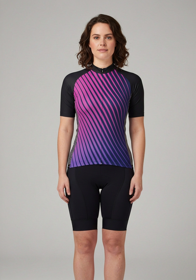 Women's Retro Disco Stripes Short Sleeve Cycling Jersey