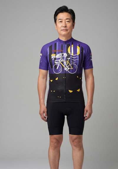 Men's Halloween Skeleton Rider Short Sleeve Cycling Jersey