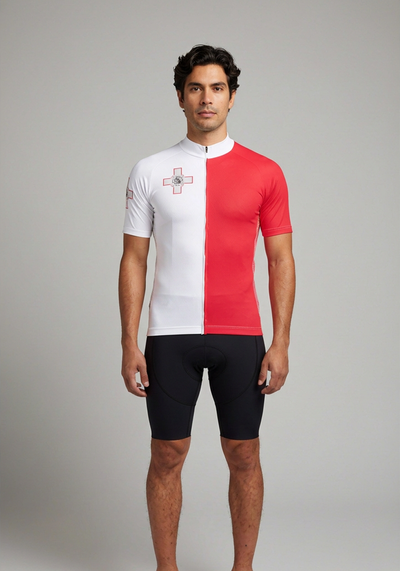 Men's Malta National Flag Short Sleeve Cycling Jersey