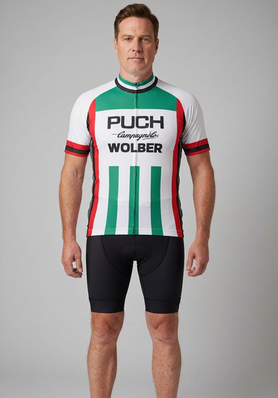 Men's Retro 1981 Puch Campagnolo Wolber Short Sleeve Cycling Jersey