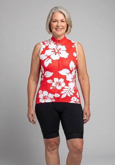 Women's Hawaiian Aloha Floral Sleeveless Tech Cycling Jersey
