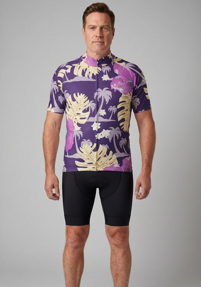 Men's Palmtree Leaves Short Sleeve Cycling Jersey