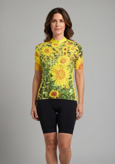 Women's Sunflowers Short Sleeve Cycling Jersey