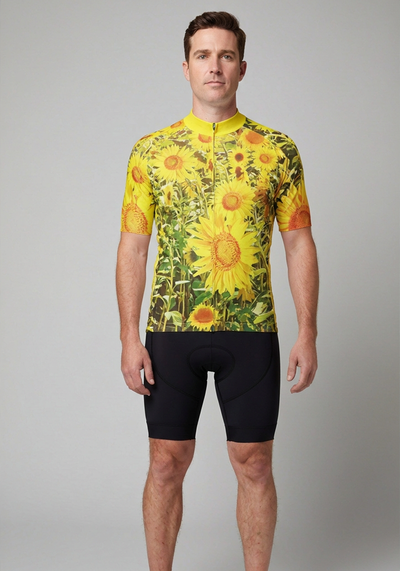 Men's Sunflowers Short Sleeve Cycling Jersey