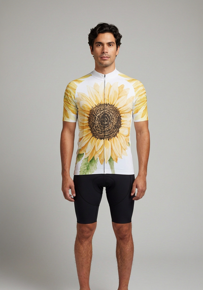 Men's Illustrated Sunflower Short Sleeve Cycling Jersey