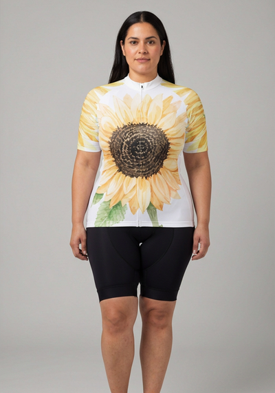 Women's Illustrated Sunflower Short Sleeve Cycling Jersey