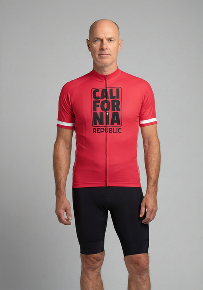 Men's California Republic Series 1 (Red) Short Sleeve Cycling Jersey