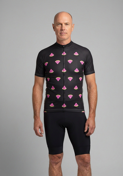 Men's Watermelon Black Short Sleeve Cycling Jersey