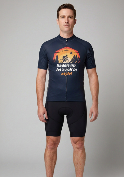 Men's Saddle Up, Let's Roll In Style! Short Sleeve Cycling Jersey