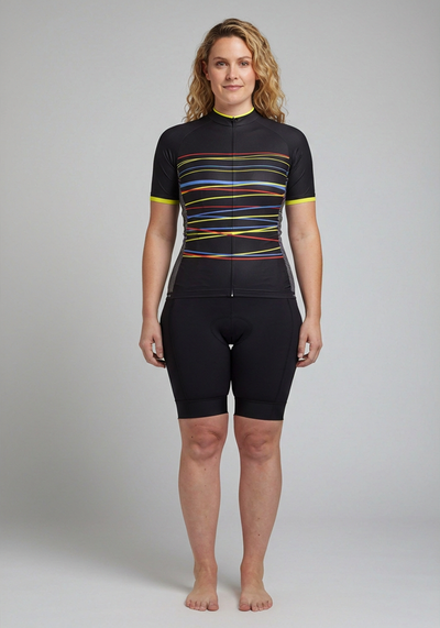Women's Zigzag Color Lines Short Sleeve Cycling Jersey