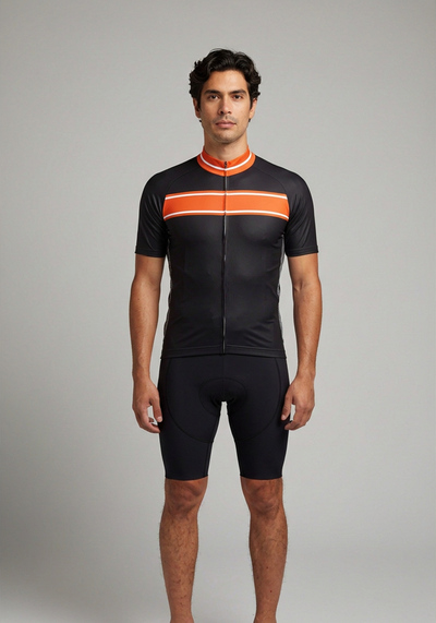 Men's Red & Black Strip Short Sleeve Cycling Jersey