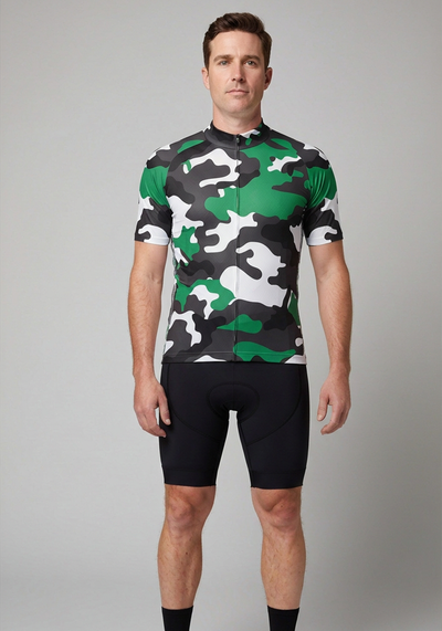 Men's Camouflage Winter Forest Short Sleeve Cycling Jersey