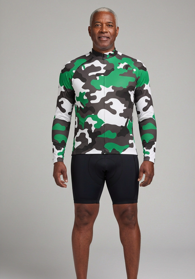 Men's Camouflage Winter Forest Long Sleeve Cycling Jersey