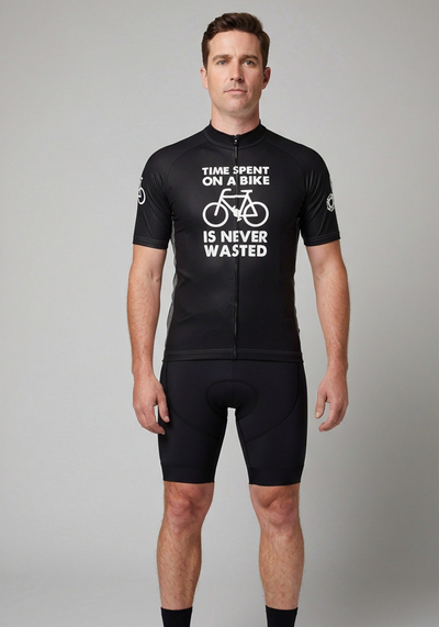 Men's Time Spent on a Bike is Never Wasted Short Sleeve Cycling Jersey