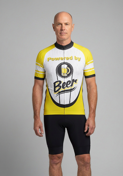 Men's Powered By Beer Short Sleeve Cycling Jersey