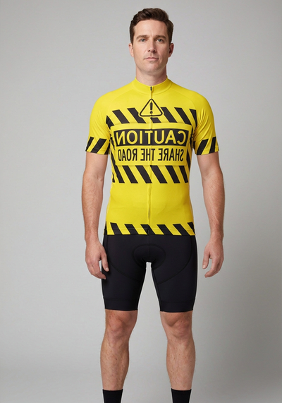 Men's Caution Share The Road Short Sleeve Cycling Jersey