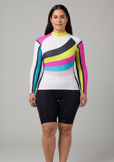 Women's Rainbow Swirl Long Sleeve Cycling Jersey