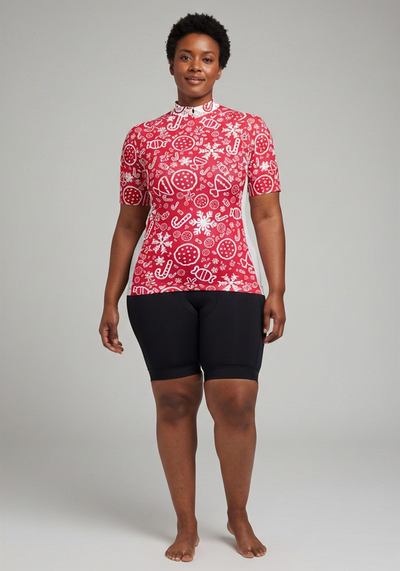 Women's Christmas Candy Short Sleeve Cycling Jersey