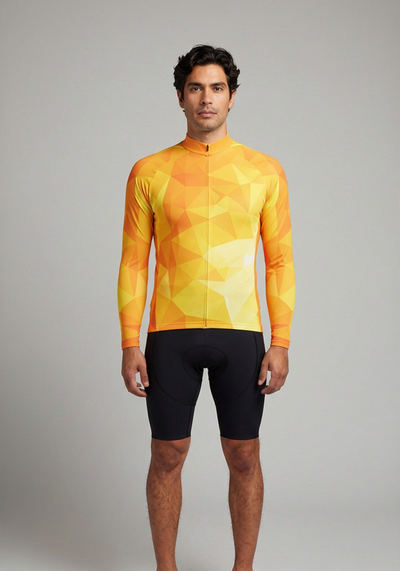 Men's High Viz Polygon Long Sleeve Cycling Jersey