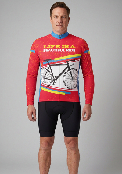 Men's Life is a Beautiful Ride Long Sleeve Cycling Jersey