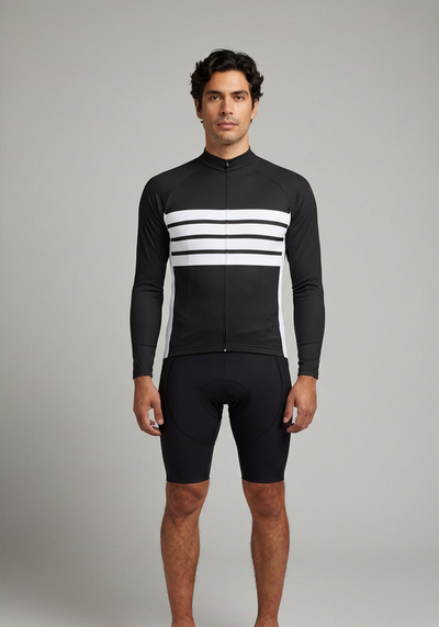 Men's Retro Four Stripe Long Sleeve Cycling Jersey