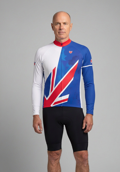 Men's UK Badge Union Jack National Flag Long Sleeve Cycling Jersey