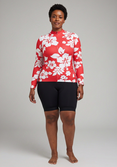 Women's Hawaiian Aloha Floral Long Sleeve Cycling Jersey