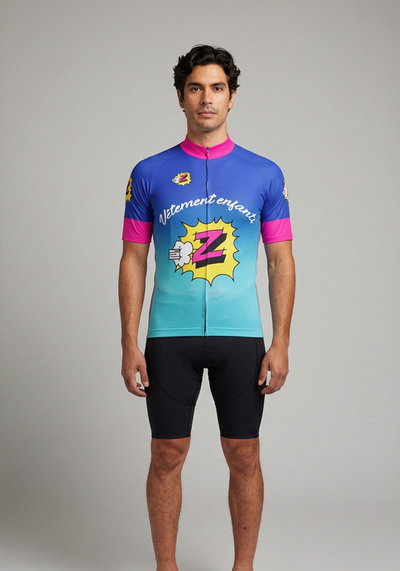 Men's Vetements Enfants Team Z Retro Short Sleeve Cycling Jersey