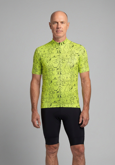Men's Steamboat Willie Sketches Short Sleeve Cycling Jersey