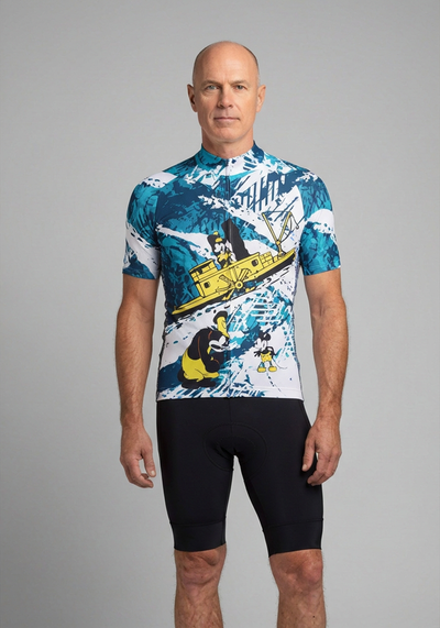 Men's Steamboat Willie in The Sea Short Sleeve Cycling Jersey