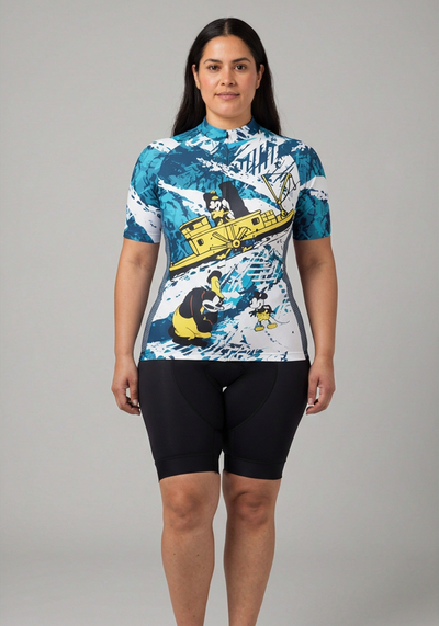 Women's Steamboat Willie in The Sea Short Sleeve Cycling Jersey