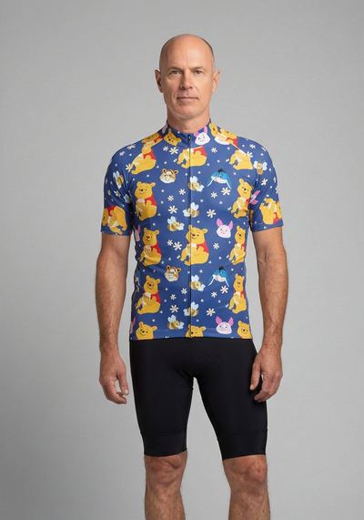 Men's Winnie The Pooh & Bees Short Sleeve Cycling Jersey