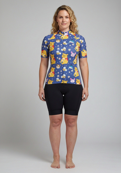 Women's Winnie The Pooh & Bees Short Sleeve Cycling Jersey