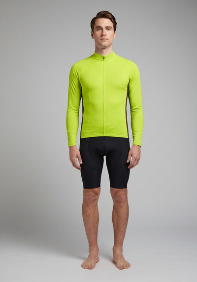 Men's High Viz With Black Accent Long Sleeve Cycling Jersey