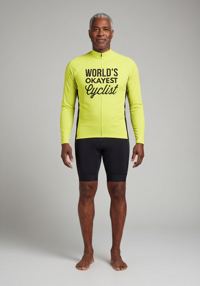 Men's World's Okayest Cyclist Long Sleeve Cycling Jersey