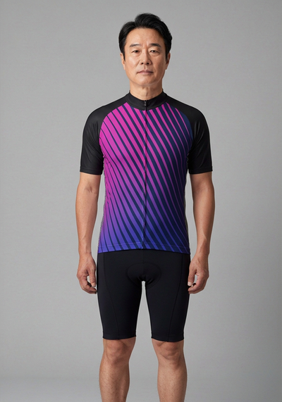 Men's Retro Disco Stripes Short Sleeve Cycling Jersey