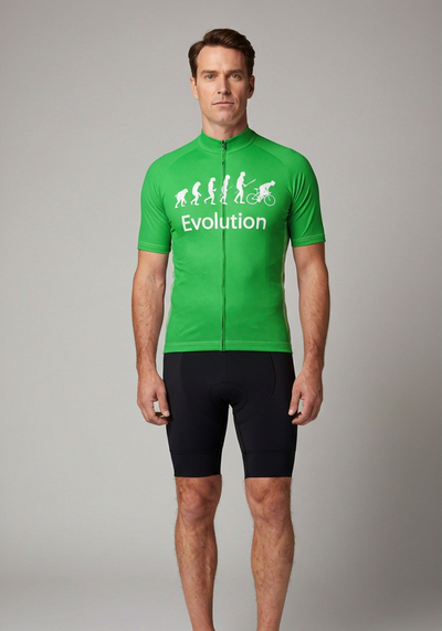 Men's Evolution of Man in Green Short Sleeve Cycling Jersey