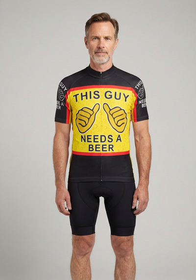 Men's This Guy Needs a Beer Short Sleeve Cycling Jersey