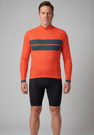 Men's Retro Two Stripe Long Sleeve Cycling Jersey