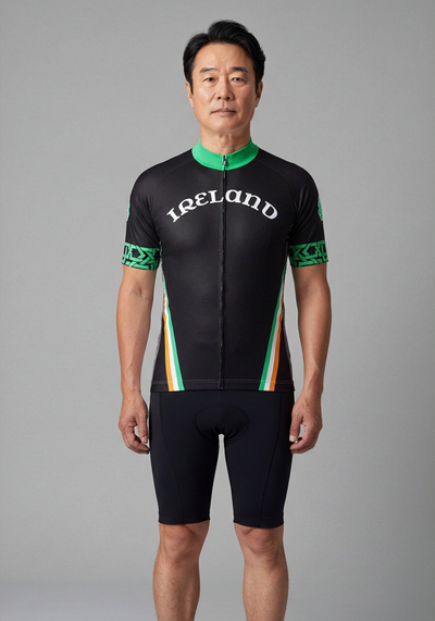 Men's Ireland Eire Shamrock National Flag Short Sleeve Cycling Jersey